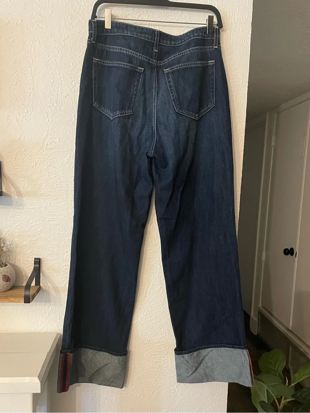 L'AGENCE Miley Ultra High Rise Haute Blue Wide-Leg Cuffed Jeans Size 29